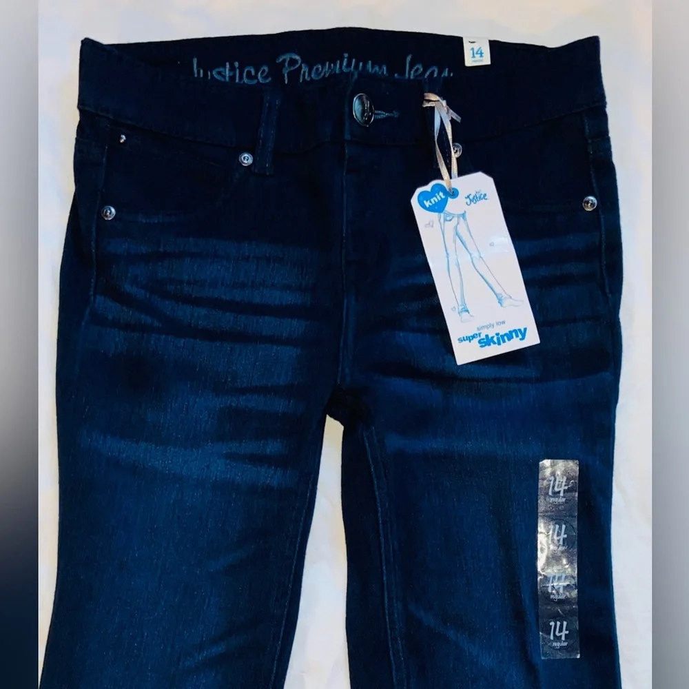 NWT Teens Jeans/Pants👖Sz-14R 2 Piece Bundle- Justice Premium Dark Blue- Unisex